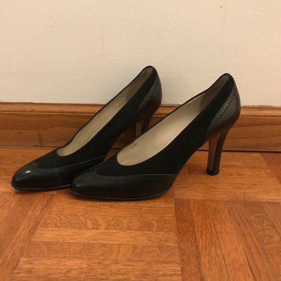 Vintage Bally Style Flex Leather Oxford Heels - Picture 1 of 9